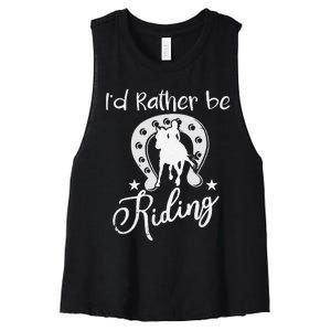 Id Rather Be Riding Horseback Women's Racerback Cropped Tank