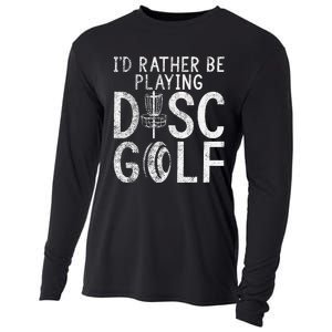 I`d Rather Be Playing Disc Golf I Frisbee Golf I Disc Golf Cooling Performance Long Sleeve Crew