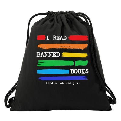 I Read Banned Books Colorful National Librarian Week Gift Drawstring Bag
