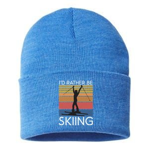 Id Rather Be Skiing Snow Winter Sport Skier Gift Sustainable Knit Beanie