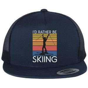 Id Rather Be Skiing Snow Winter Sport Skier Gift Flat Bill Trucker Hat