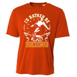 Id Rather Be Skiing Snow Winter Ski Cool Gift Cooling Performance Crew T-Shirt