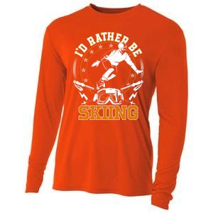 Id Rather Be Skiing Snow Winter Ski Cool Gift Cooling Performance Long Sleeve Crew