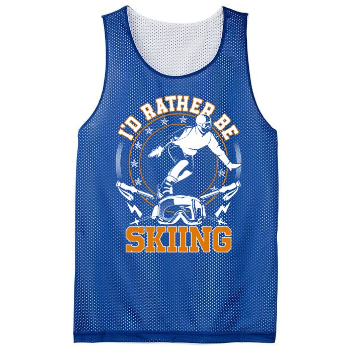 Id Rather Be Skiing Snow Winter Ski Cool Gift Mesh Reversible Basketball Jersey Tank