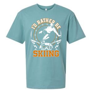 Id Rather Be Skiing Snow Winter Ski Cool Gift Sueded Cloud Jersey T-Shirt