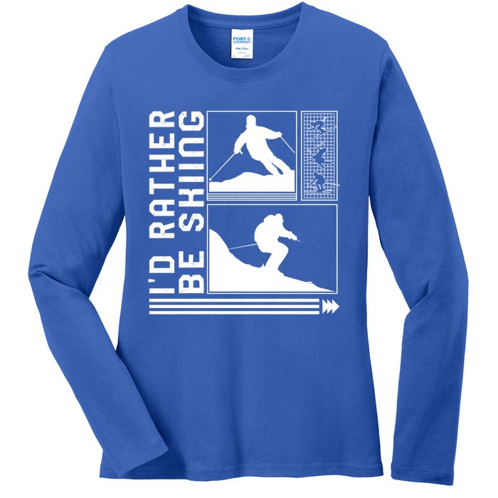 Id Rather Be Skiing Skiing Skier Winter Snowboard Snowboar Funny Gift Ladies Long Sleeve Shirt