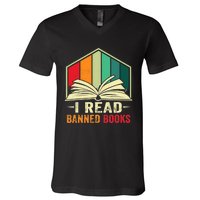 I Read Banned Books Week Librarian Freedom Reader Nerd V-Neck T-Shirt