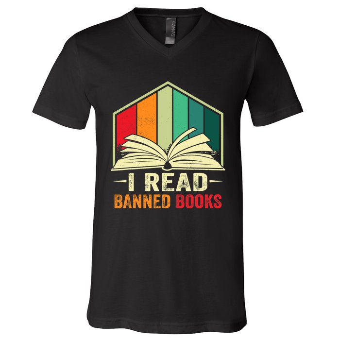 I Read Banned Books Week Librarian Freedom Reader Nerd V-Neck T-Shirt