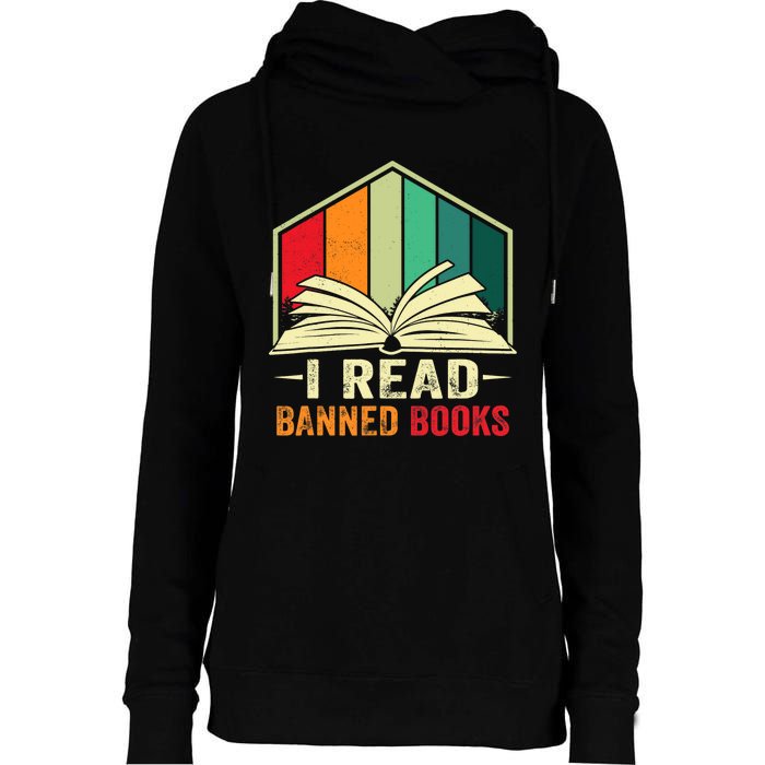 I Read Banned Books Week Librarian Freedom Reader Nerd Womens Funnel Neck Pullover Hood