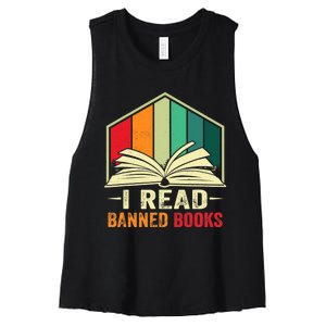 I Read Banned Books Week Librarian Freedom Reader Nerd Women's Racerback Cropped Tank