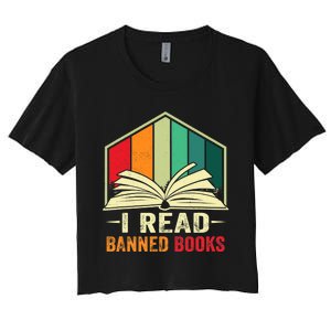 I Read Banned Books Week Librarian Freedom Reader Nerd Women's Crop Top Tee