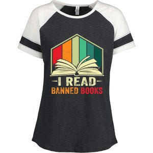 I Read Banned Books Week Librarian Freedom Reader Nerd Enza Ladies Jersey Colorblock Tee