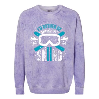 Id Rather Be Skiing Cute Gift Colorblast Crewneck Sweatshirt