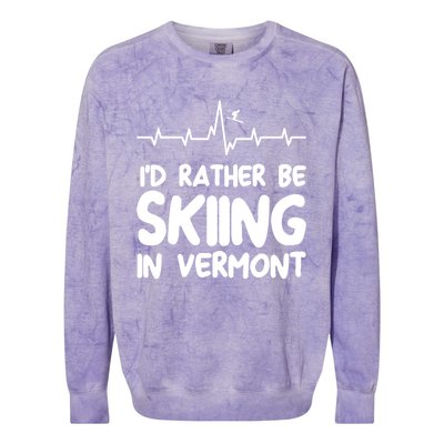 Id Rather Be Skiing In Vermont Skiing Cool Gift Colorblast Crewneck Sweatshirt