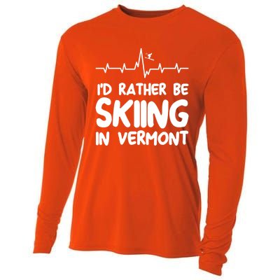 Id Rather Be Skiing In Vermont Skiing Cool Gift Cooling Performance Long Sleeve Crew