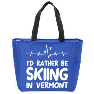 Id Rather Be Skiing In Vermont Skiing Cool Gift Zip Tote Bag