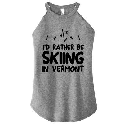 Id Rather Be Skiing In Vermont Skiing Cool Gift Women’s Perfect Tri Rocker Tank