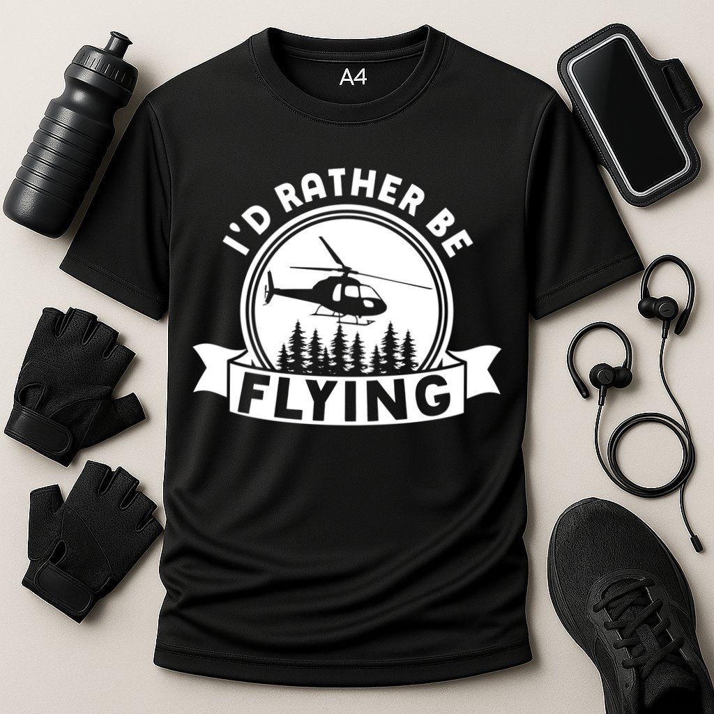 Id Rather Be Flying Funny Helicopter Pilot Gift Cooling Performance Crew T-Shirt