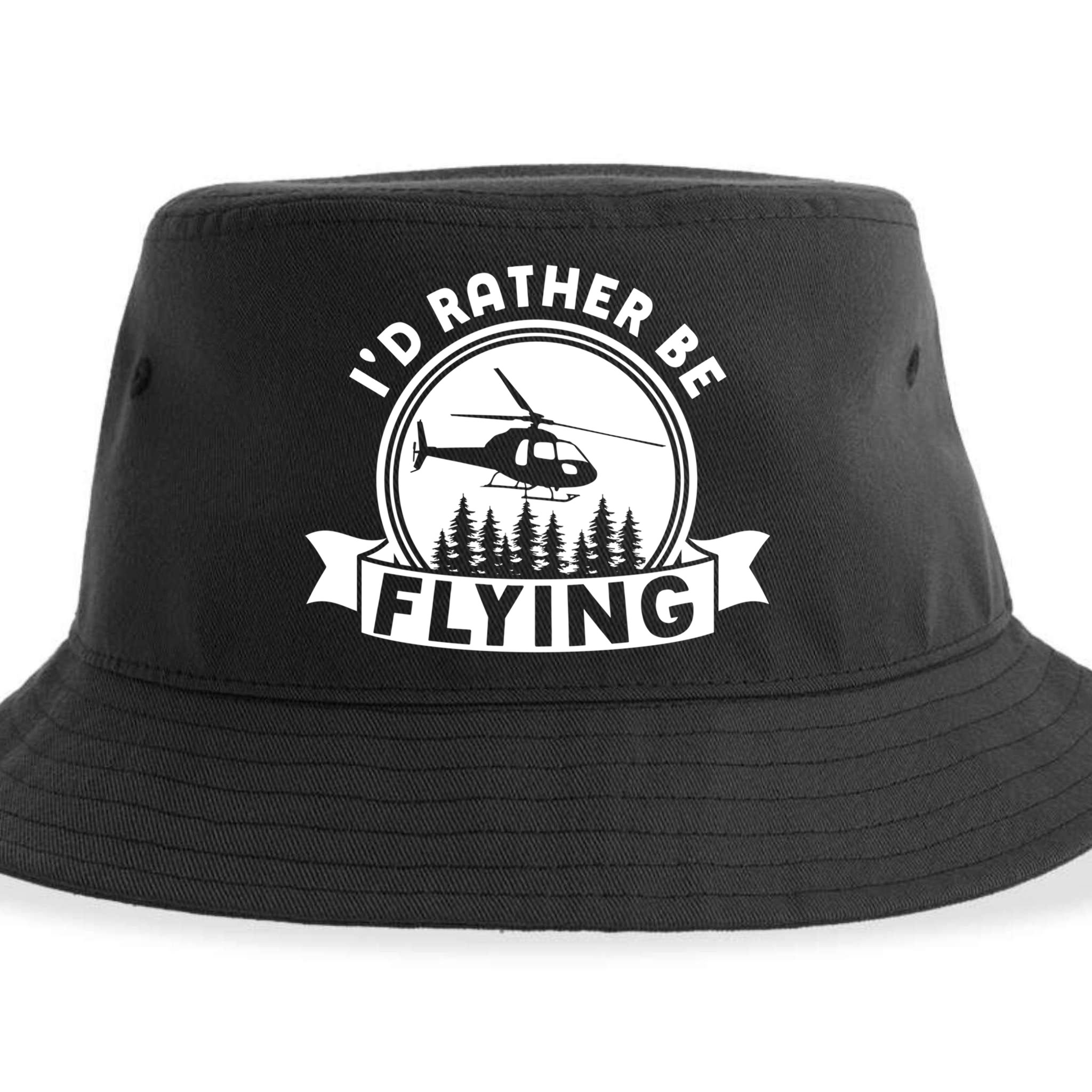 Id Rather Be Flying Funny Helicopter Pilot Gift Sustainable Bucket Hat