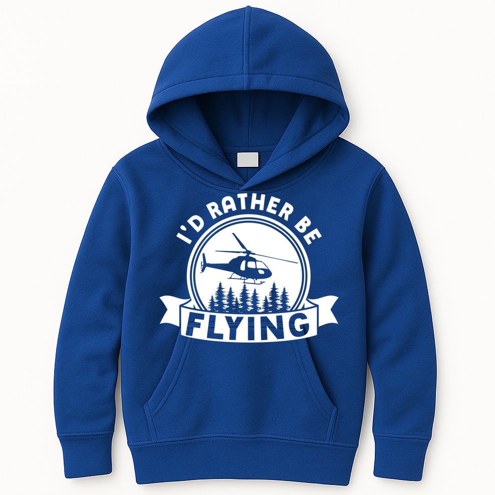 Id Rather Be Flying Funny Helicopter Pilot Gift Kids Hoodie