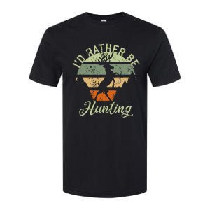 ID Rather Be Hunting Season Gifts Funny Deer Retro Hunters Softstyle CVC T-Shirt