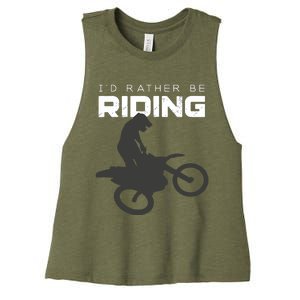 Id Rather Be Riding Motocross Apparel Dirt Bike Motocross Women's Racerback Cropped Tank