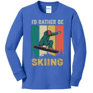 Id Rather Be Snow Skiing Cool Gift Kids Long Sleeve Shirt