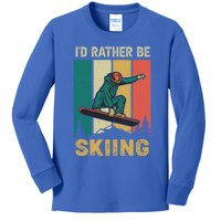 Id Rather Be Snow Skiing Cool Gift Kids Long Sleeve Shirt