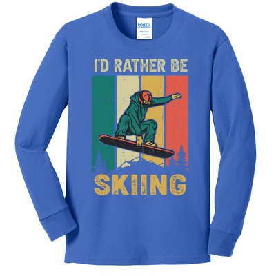 Id Rather Be Snow Skiing Cool Gift Kids Long Sleeve Shirt