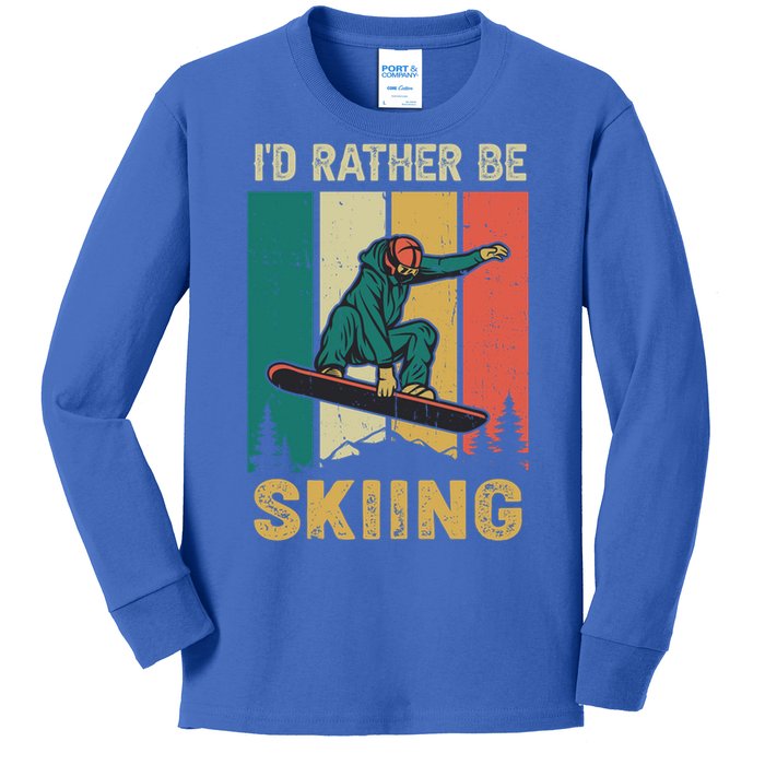 Id Rather Be Snow Skiing Cool Gift Kids Long Sleeve Shirt