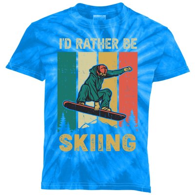 Id Rather Be Snow Skiing Cool Gift Kids Tie-Dye T-Shirt