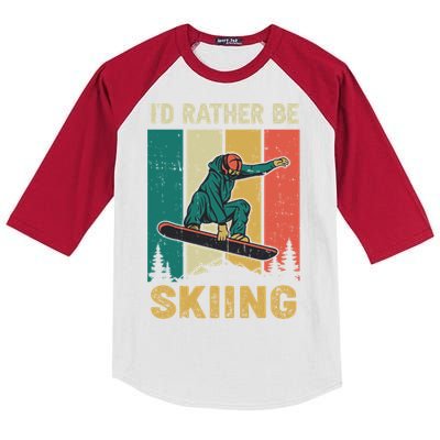 Id Rather Be Snow Skiing Cool Gift Kids Colorblock Raglan Jersey