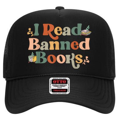 I Read Banned Books Week Librarian Freadom Reader Nerd High Crown Mesh Back Trucker Hat