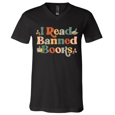 I Read Banned Books Week Librarian Freadom Reader Nerd V-Neck T-Shirt