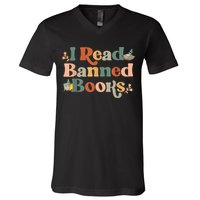 I Read Banned Books Week Librarian Freadom Reader Nerd V-Neck T-Shirt