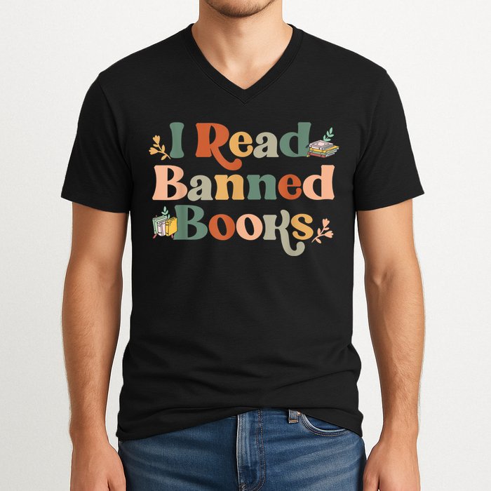 I Read Banned Books Week Librarian Freadom Reader Nerd V-Neck T-Shirt