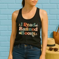 I Read Banned Books Week Librarian Freadom Reader Nerd Womens Tank Top