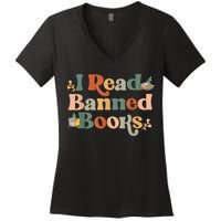 I Read Banned Books Week Librarian Freadom Reader Nerd Women's V-Neck T-Shirt