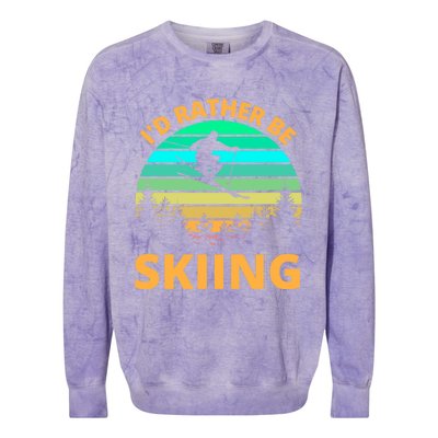 Id Rather Be Snowboarding Retro Vintage Snowboard Skiing Gift Colorblast Crewneck Sweatshirt