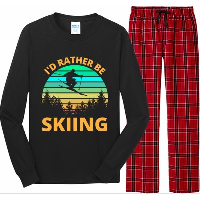 Id Rather Be Snowboarding Retro Vintage Snowboard Skiing Gift Long Sleeve Pajama Set