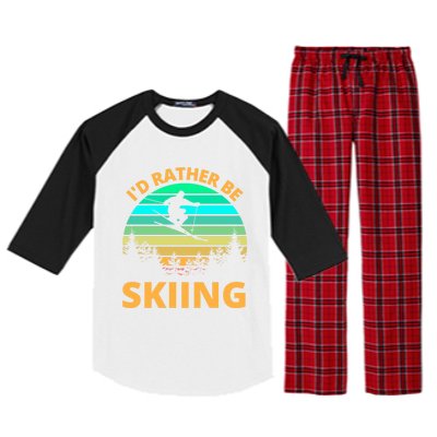 Id Rather Be Snowboarding Retro Vintage Snowboard Skiing Gift Raglan Sleeve Pajama Set