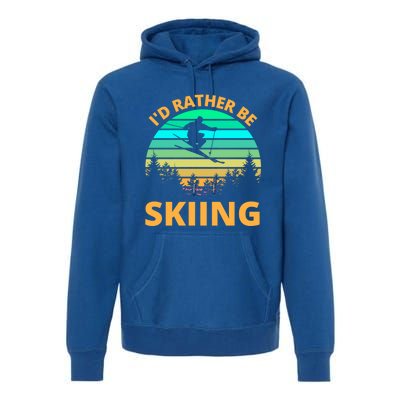 Id Rather Be Snowboarding Retro Vintage Snowboard Skiing Gift Premium Hoodie