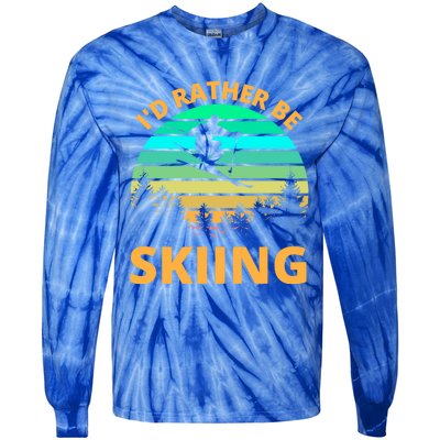 Id Rather Be Snowboarding Retro Vintage Snowboard Skiing Gift Tie-Dye Long Sleeve Shirt