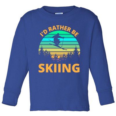 Id Rather Be Snowboarding Retro Vintage Snowboard Skiing Gift Toddler Long Sleeve Shirt