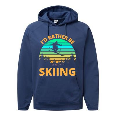 Id Rather Be Snowboarding Retro Vintage Snowboard Skiing Gift Performance Fleece Hoodie