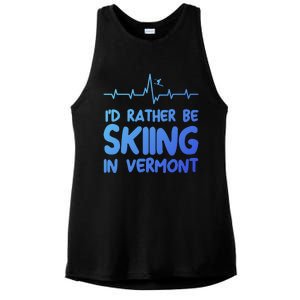 Id Rather Be Skiing In Vermont Skiing Gift Ladies PosiCharge Tri-Blend Wicking Tank