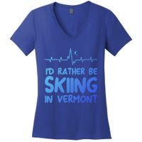 Id Rather Be Skiing In Vermont Skiing Gift Women's V-Neck T-Shirt