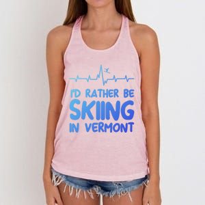 Id Rather Be Skiing In Vermont Skiing Gift Women's Knotted Racerback Tank