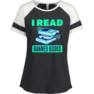 I Read Banned Books Politically Incorrect Anti Censorship Enza Ladies Jersey Colorblock Tee