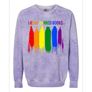 I Read Banned Books Week Rainbow LGBT Book Lover Teacher Colorblast Crewneck Sweatshirt